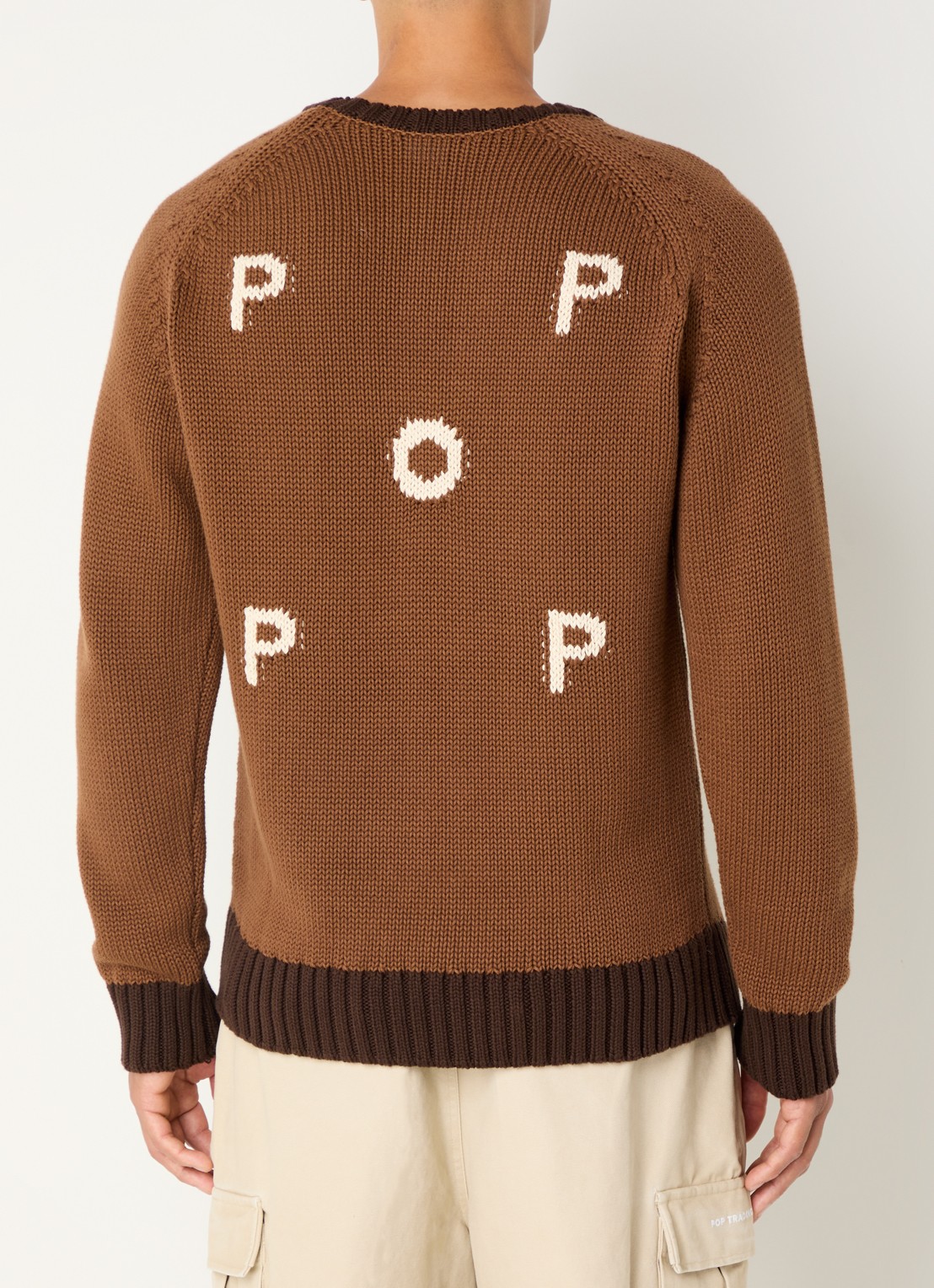 Pop Trading Company Grofgebreide pullover met backprint - detail 4 bruin