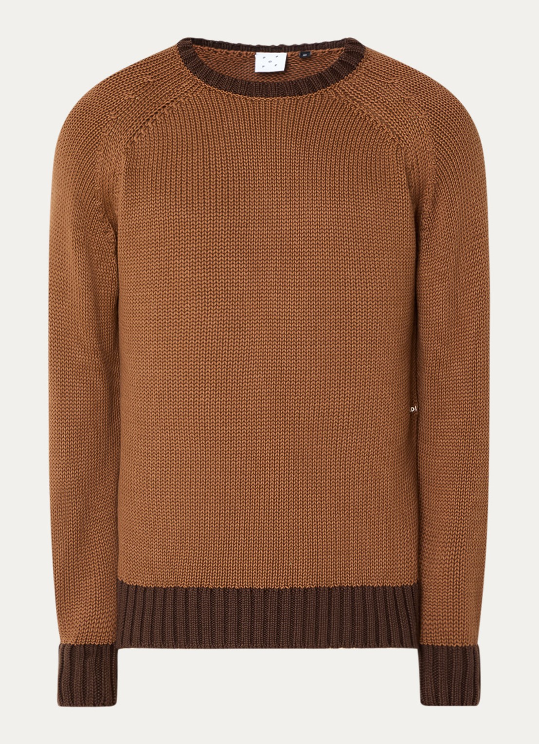 Pop Trading Company Grofgebreide pullover met backprint - voorkant 2 bruin