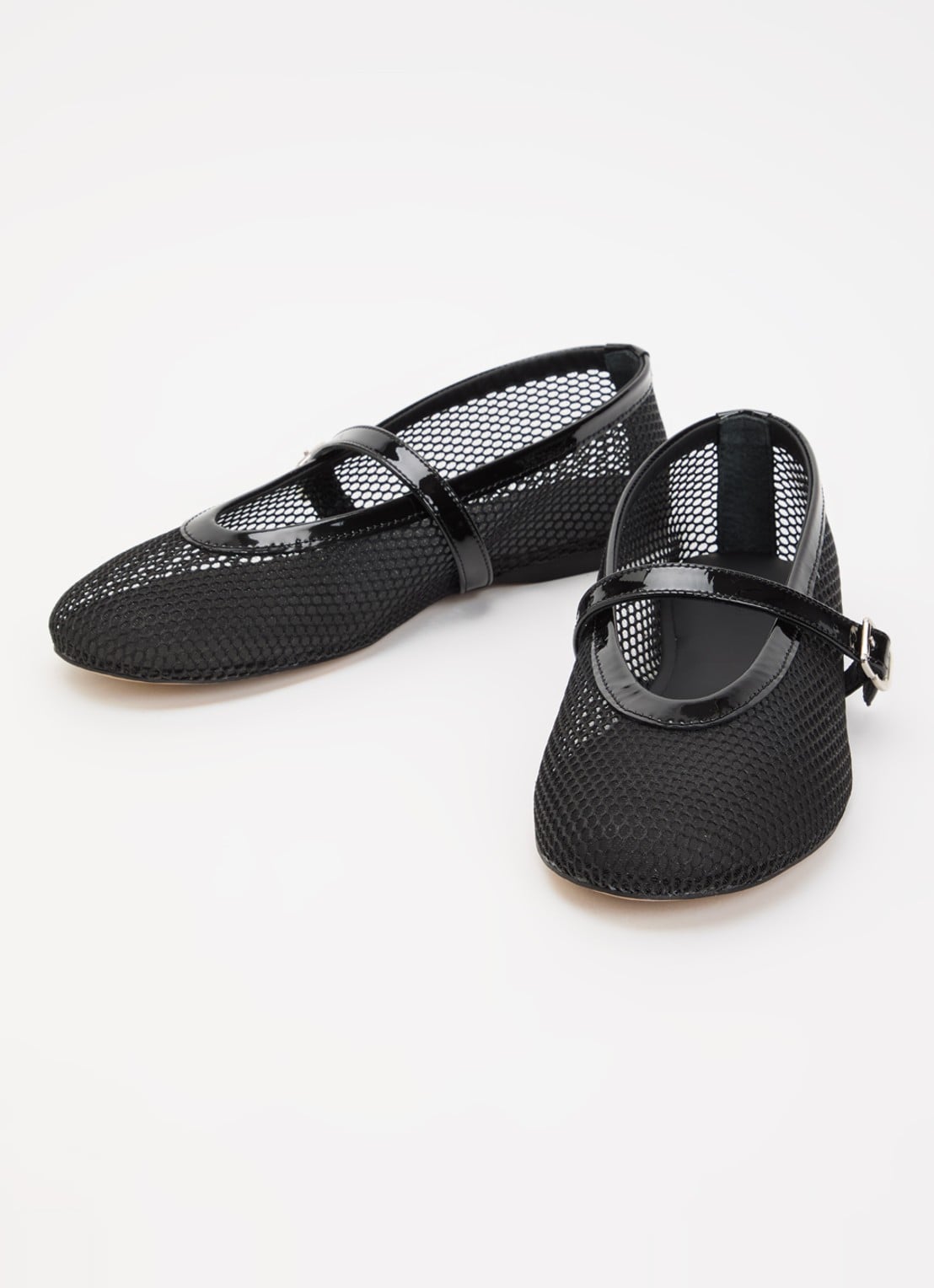 Posa Ballerina met leren details - detail 3 zwart