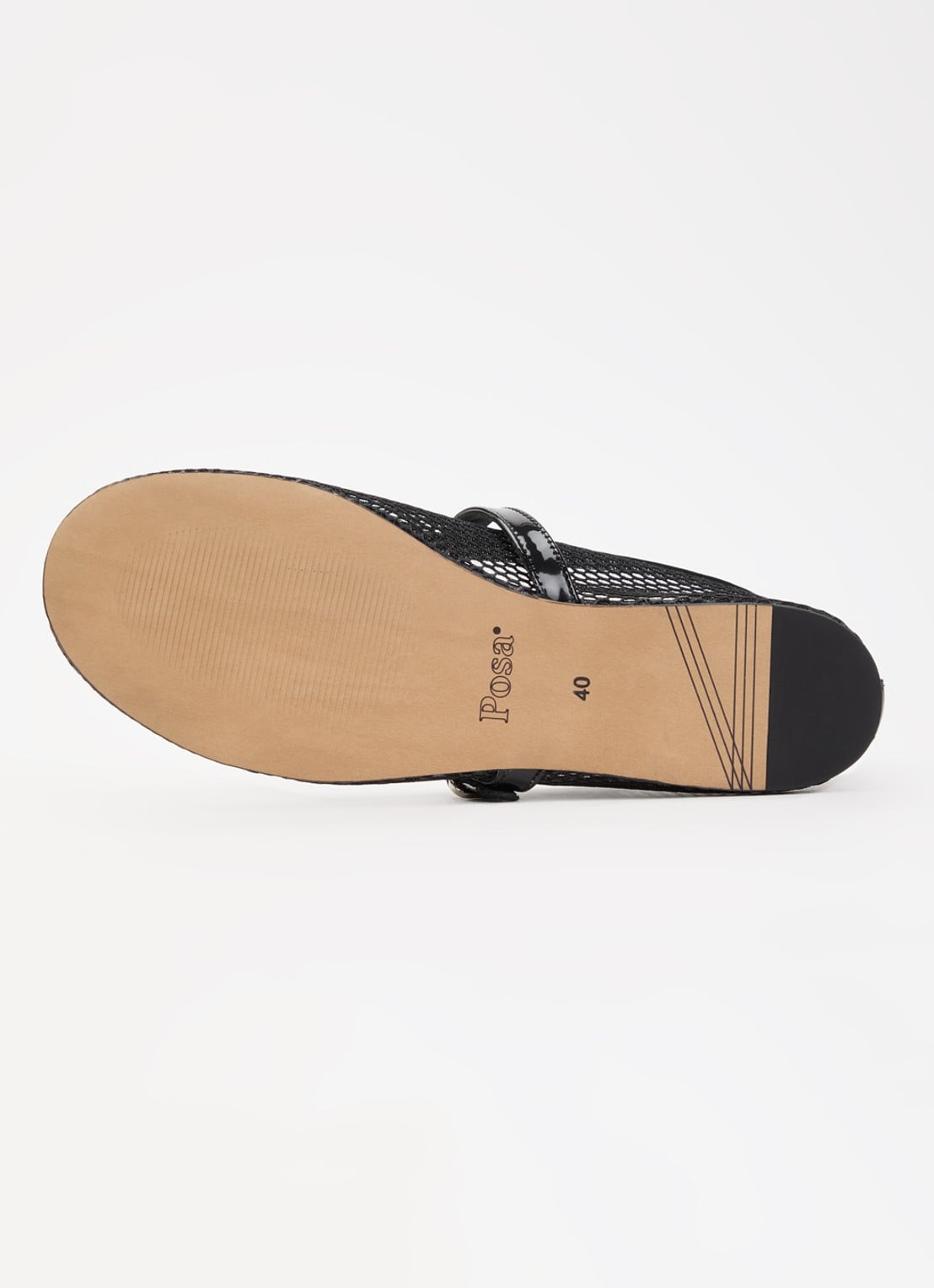 Posa Ballerina met leren details - detail 5 zwart