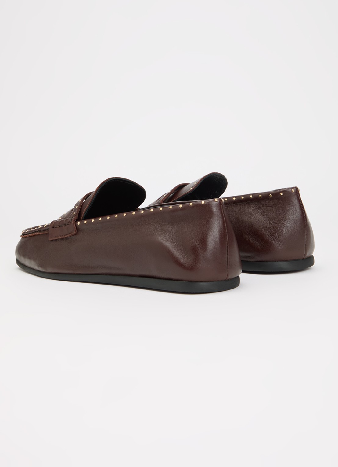 Posa Bardot loafer van leer met studs - achterkant bordeauxrood