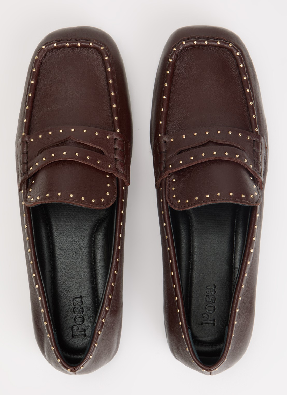 Posa Bardot loafer van leer met studs - detail 3 bordeauxrood