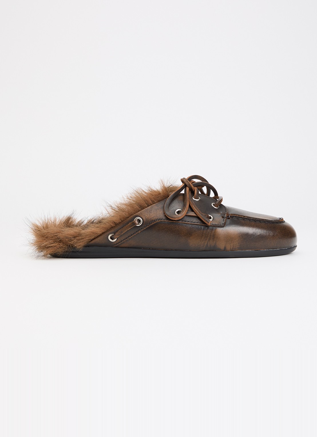 Posa Boat Loafer muiltje van leer - voorkant donkerbruin
