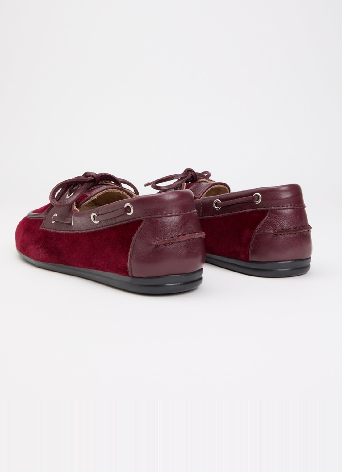 Posa Boat loafer van fluweel met details van leer - achterkant bordeauxrood