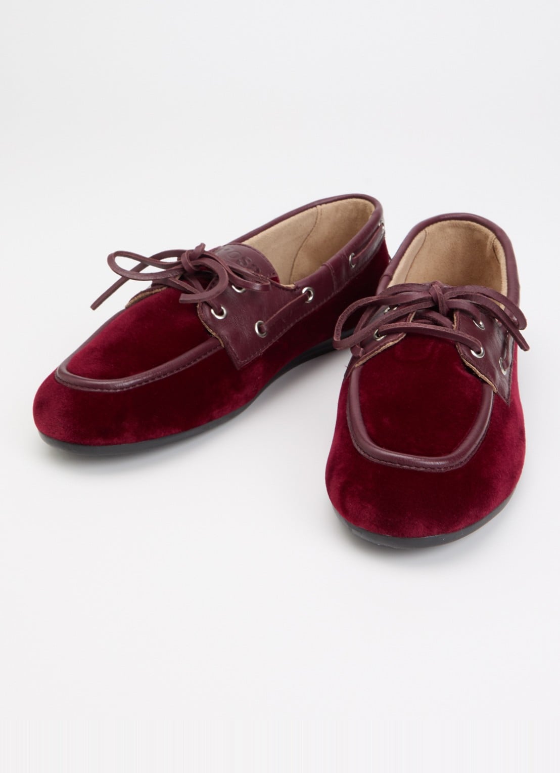 Posa Boat loafer van fluweel met details van leer - detail 2 bordeauxrood