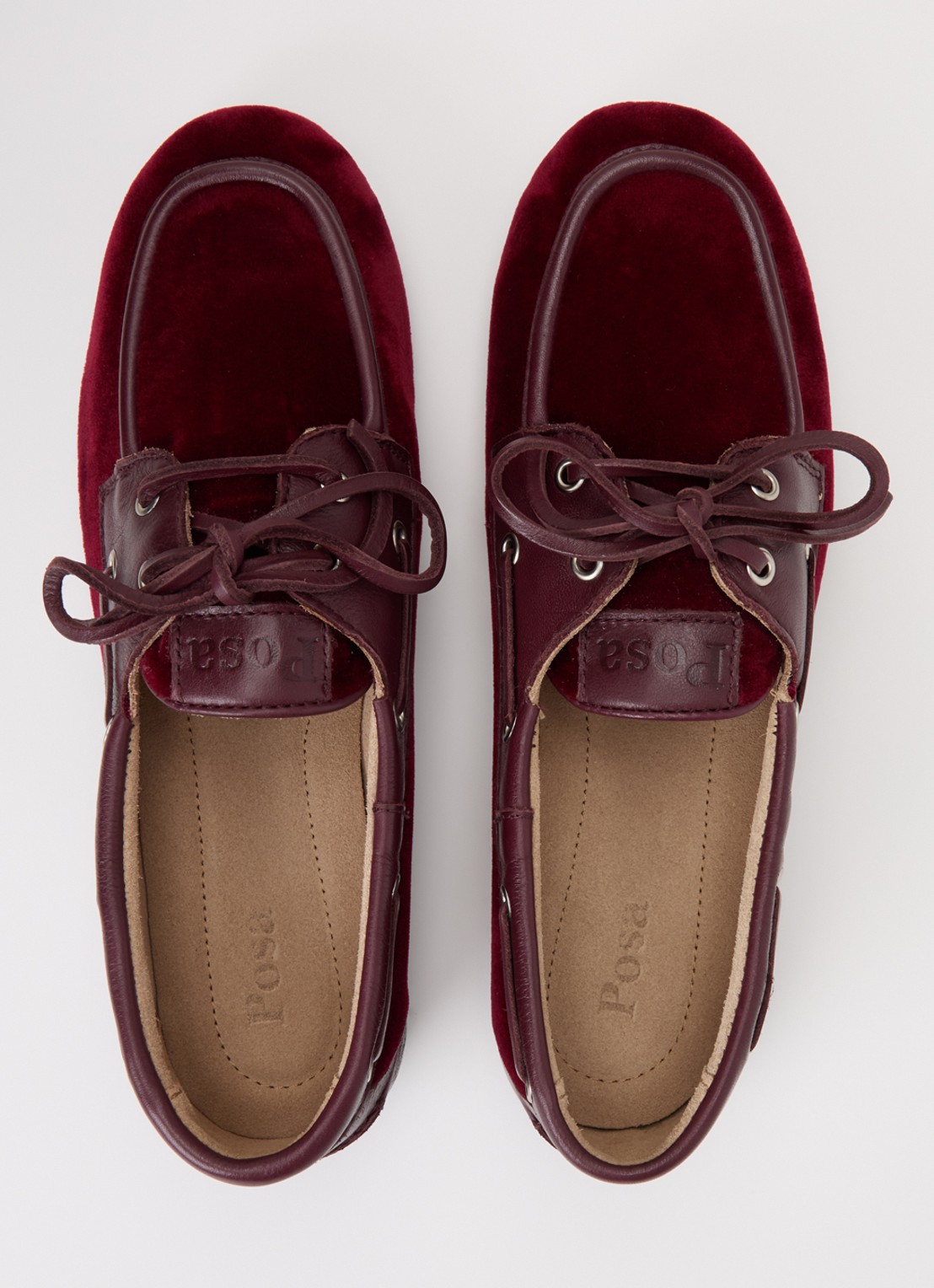 Posa Boat loafer van fluweel met details van leer - detail 3 bordeauxrood