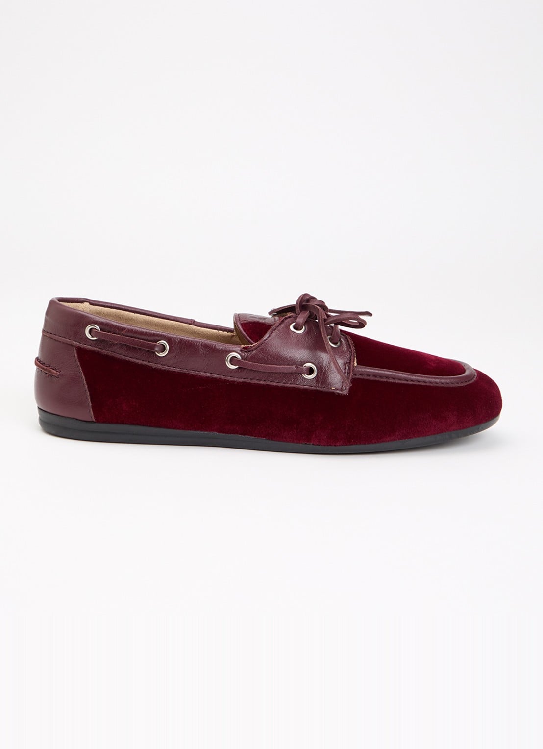 Posa Boat loafer van fluweel met details van leer - voorkant 5 bordeauxrood