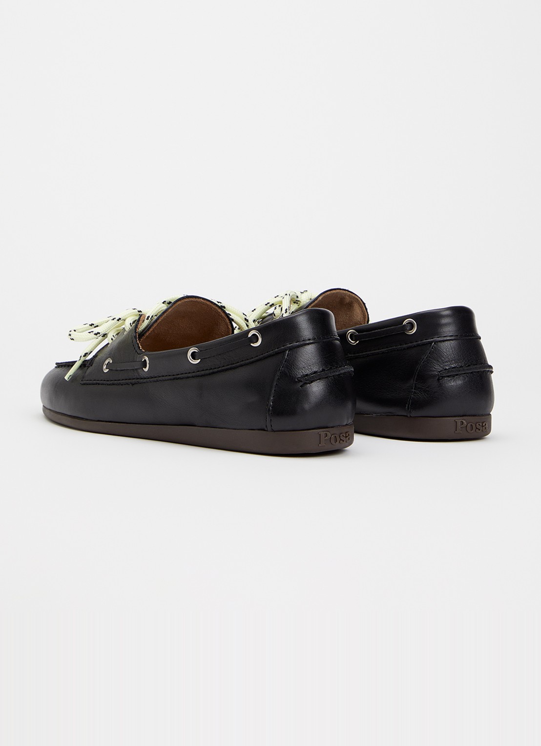 Posa Boat loafer van leer - achterkant zwart