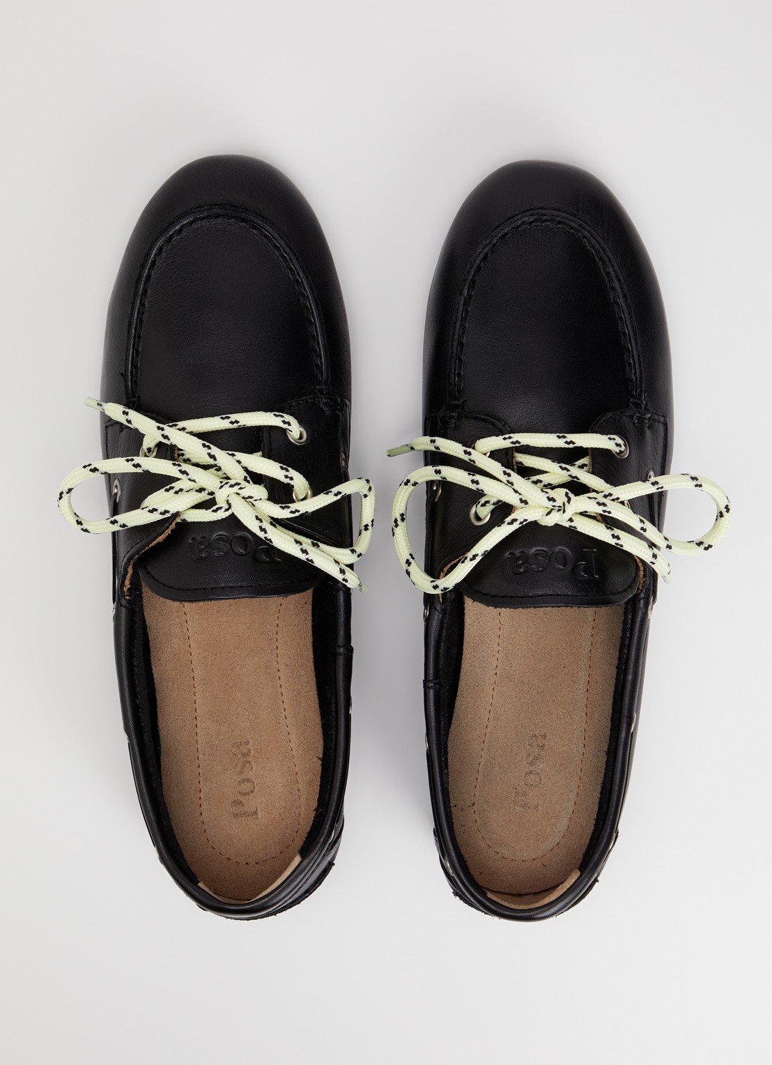 Posa Boat loafer van leer - detail 3 zwart