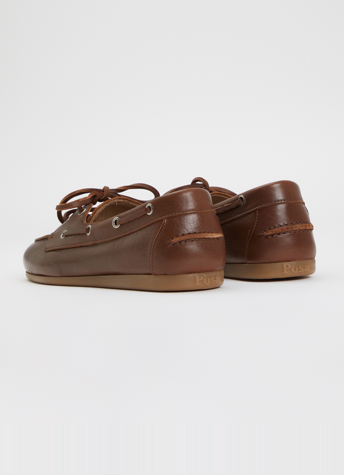 Posa Boat loafer van leer - achterkant hazelnootbruin