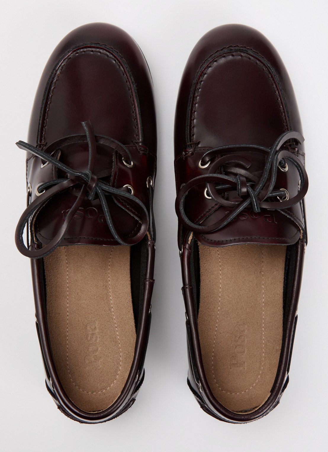 Posa Boat loafer van leer - detail 4 kastanjebruin