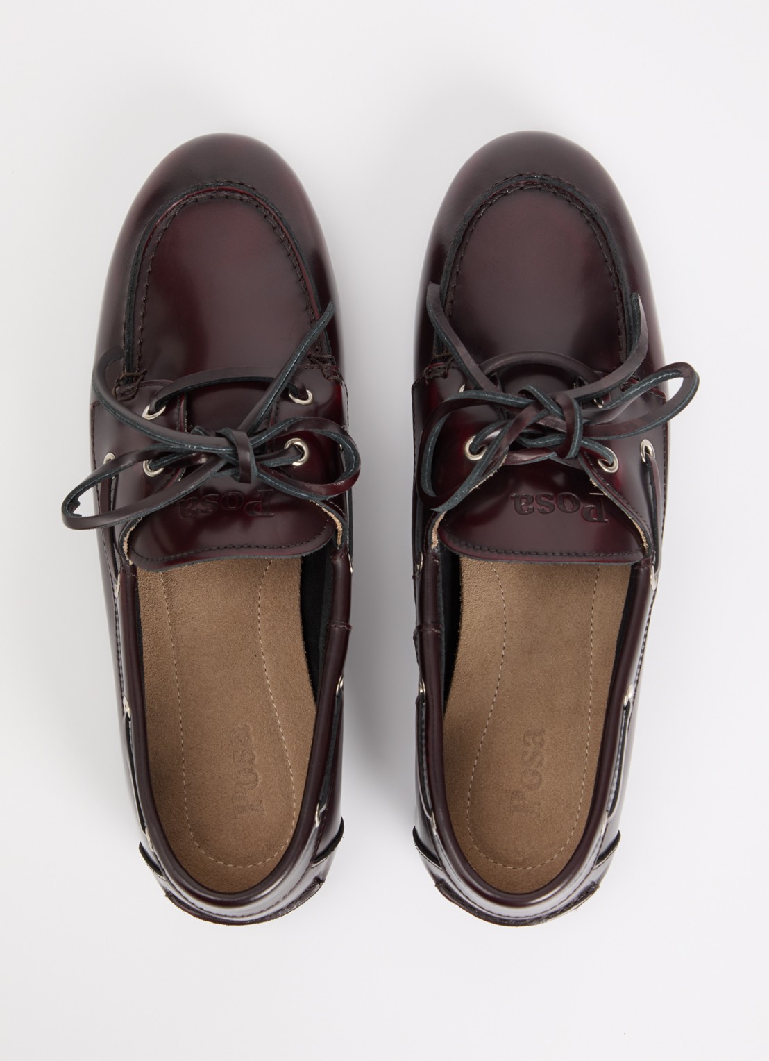 Posa Boat loafer van leer - detail 5 kastanjebruin
