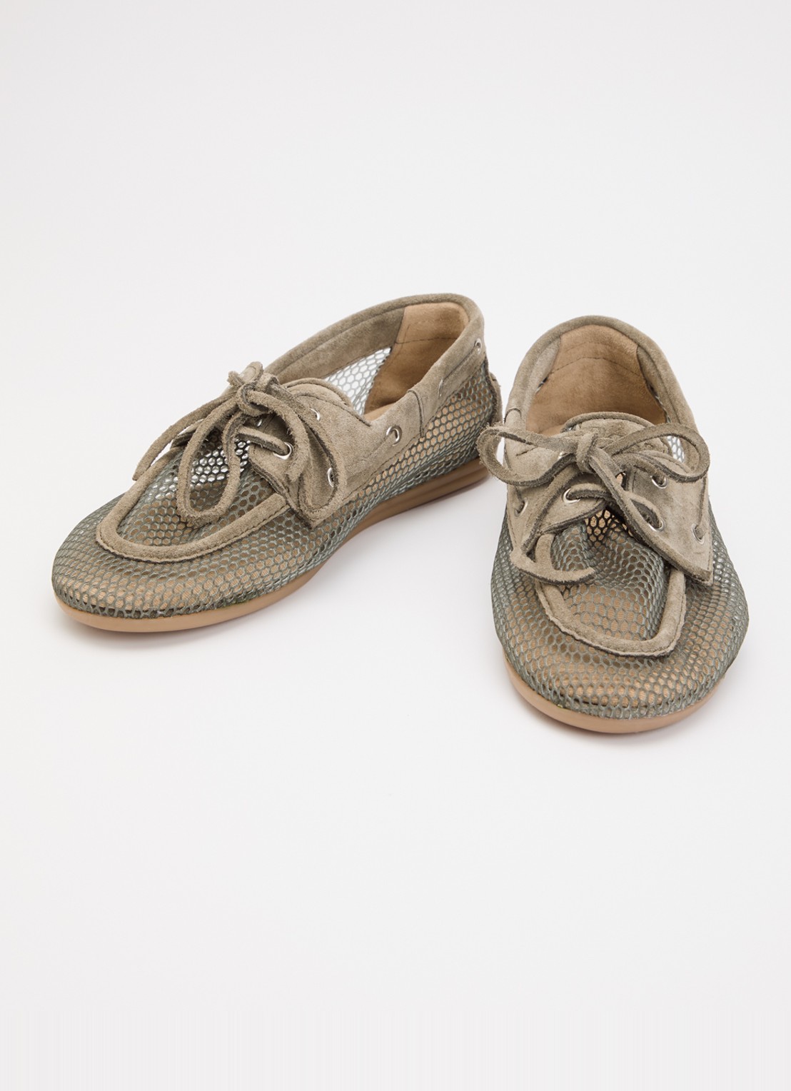 Posa Boat loafer van suède met details van mesh - detail 2 olijfgroen