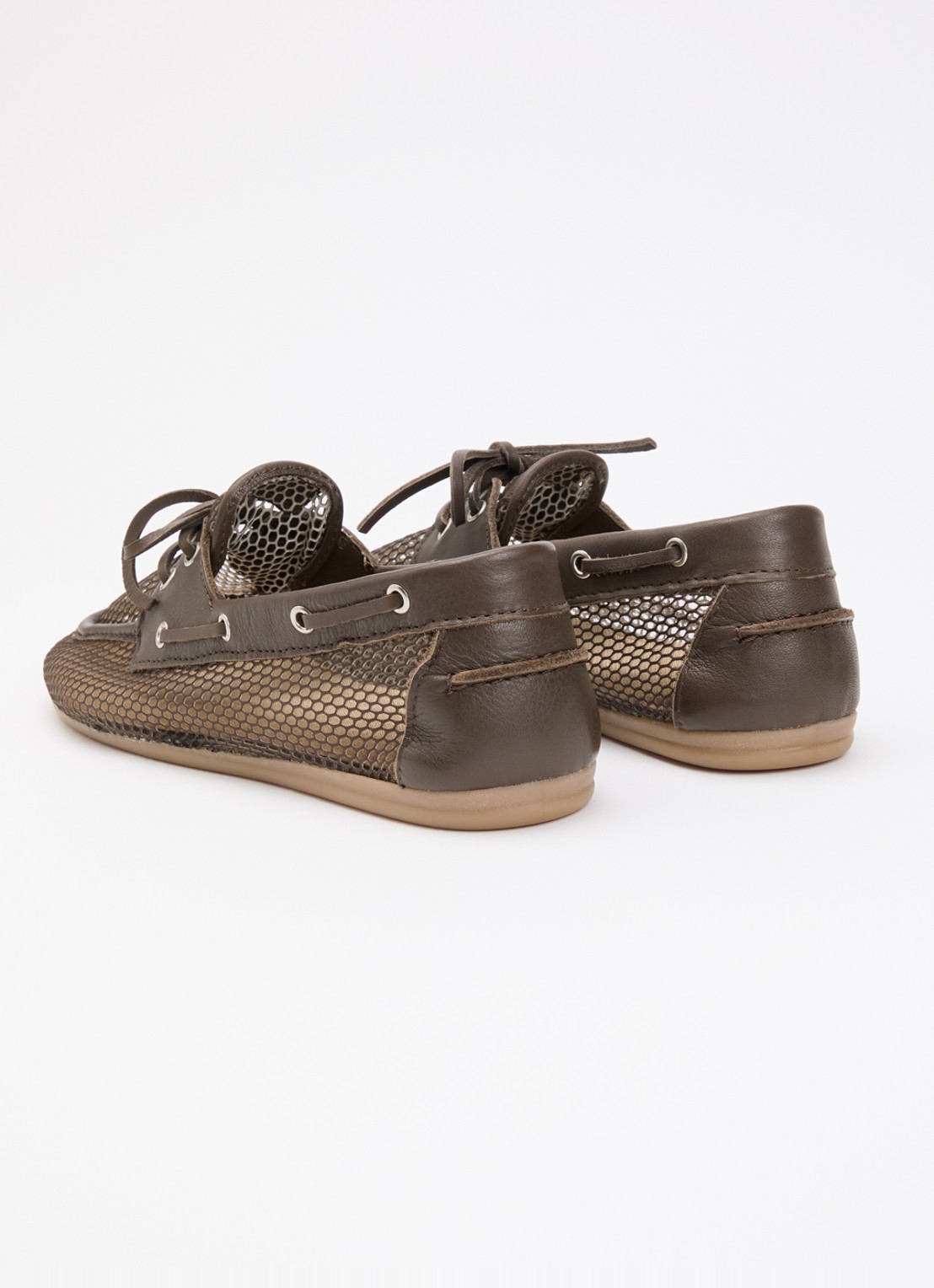 Posa Bootschoen met leren details - achterkant donkerbruin