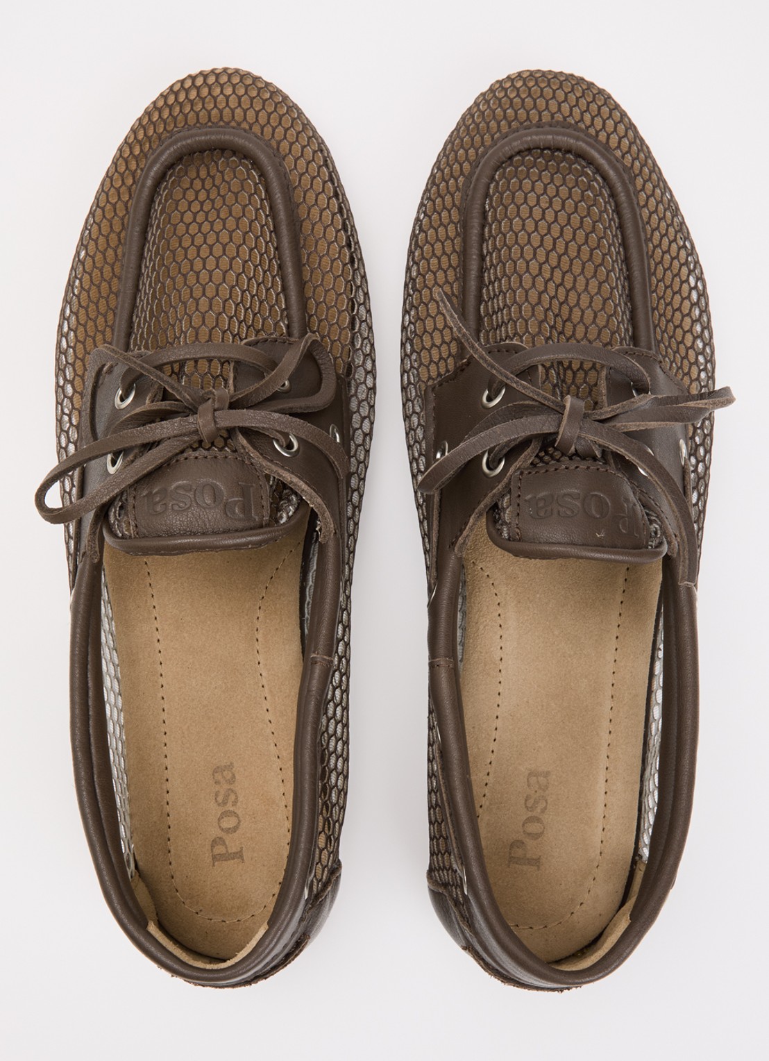 Posa Bootschoen met leren details - detail 3 donkerbruin