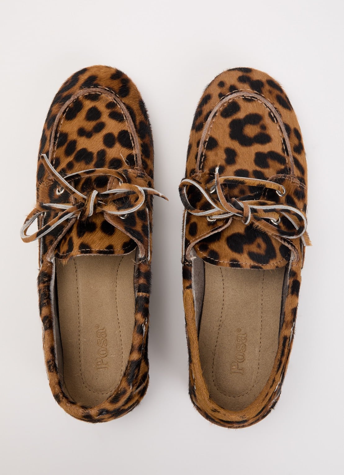 Posa Bootschoen met panterprint - detail 2 camel