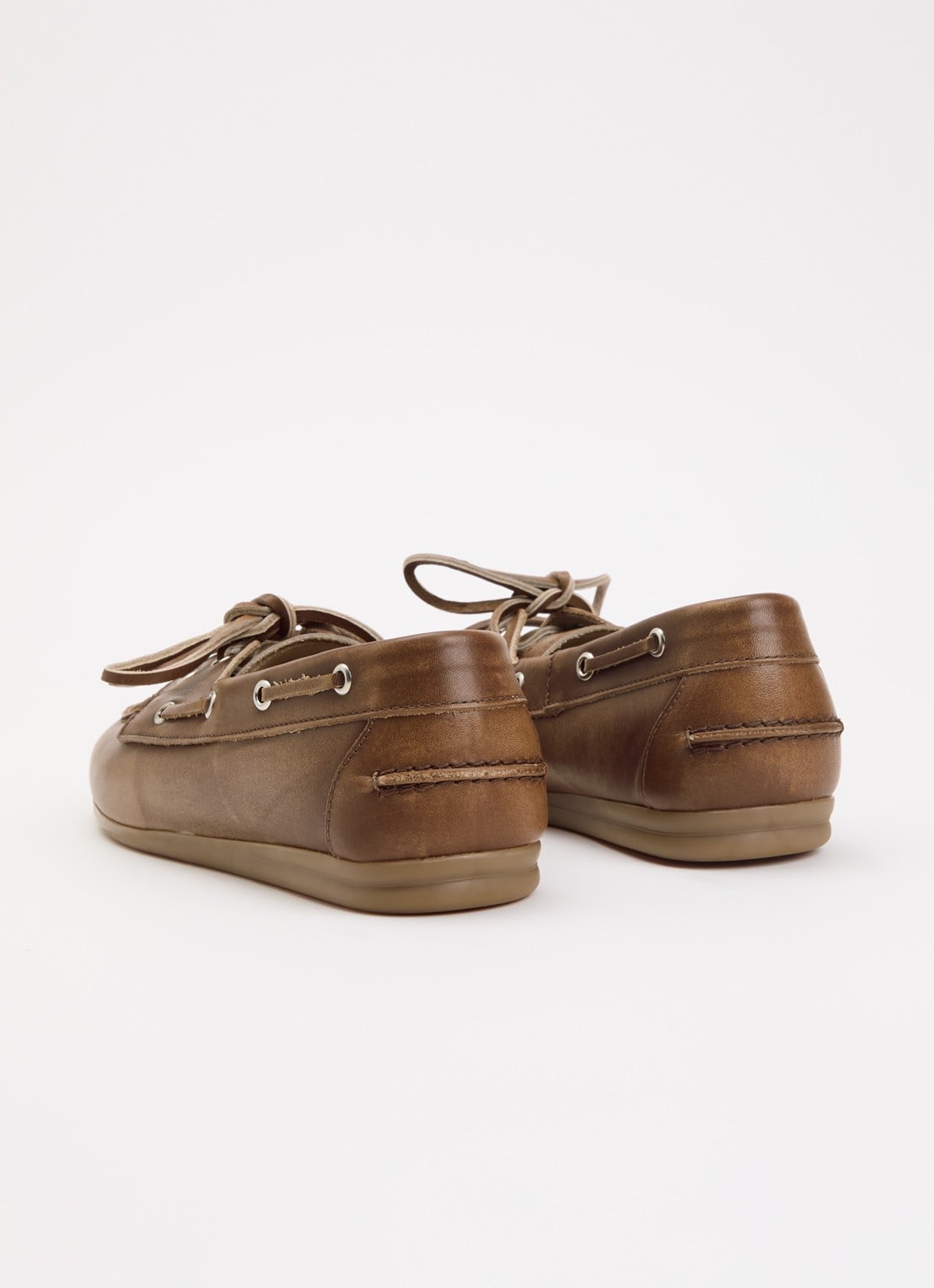 Posa Bootschoen van leer - achterkant 5 lichtbruin