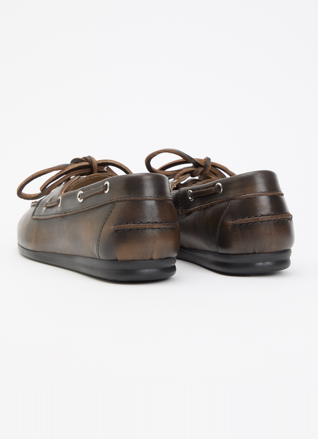 Posa Bootschoen van leer - achterkant 5 donkerbruin