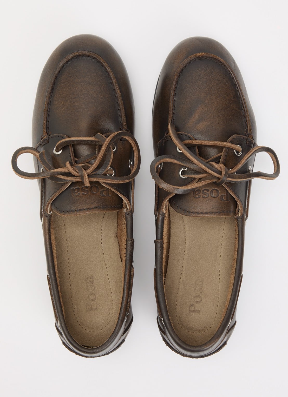 Posa Bootschoen van leer - detail 2 donkerbruin