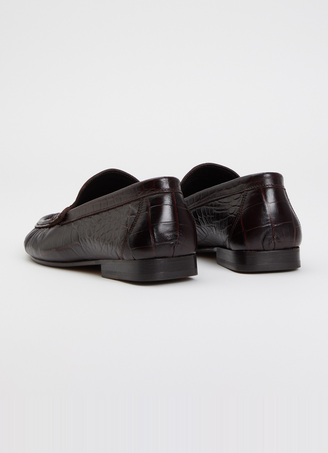 Posa Loafer van leer met crocostructuur - achterkant bordeauxrood