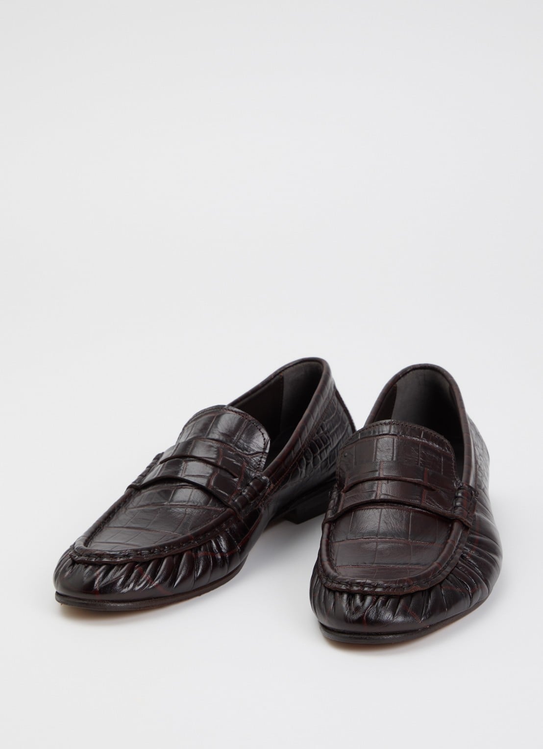 Posa Loafer van leer met crocostructuur - detail 3 bordeauxrood