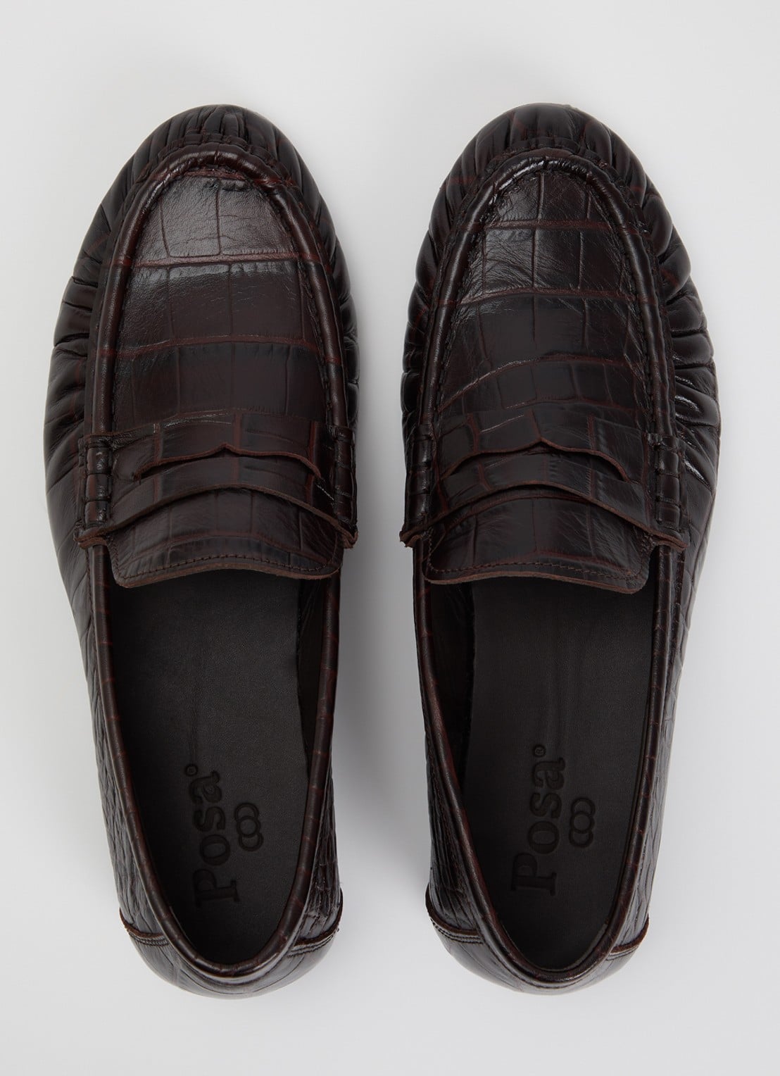 Posa Loafer van leer met crocostructuur - detail 4 bordeauxrood