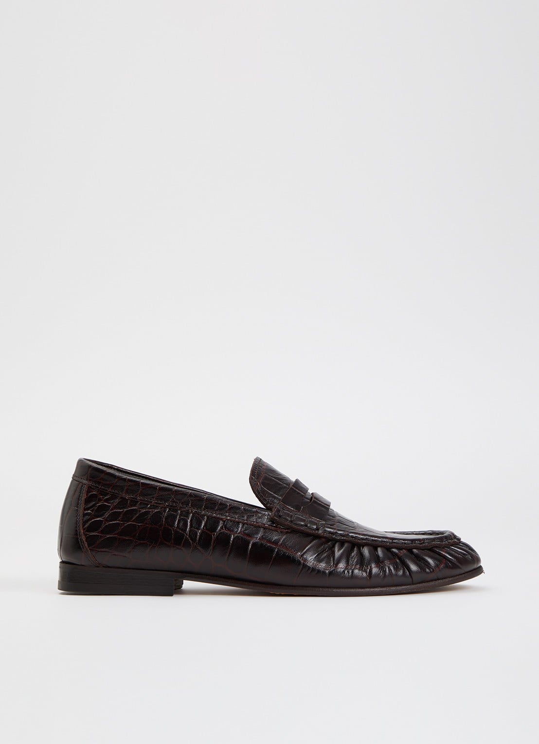 Posa Loafer van leer met crocostructuur - voorkant 2 bordeauxrood