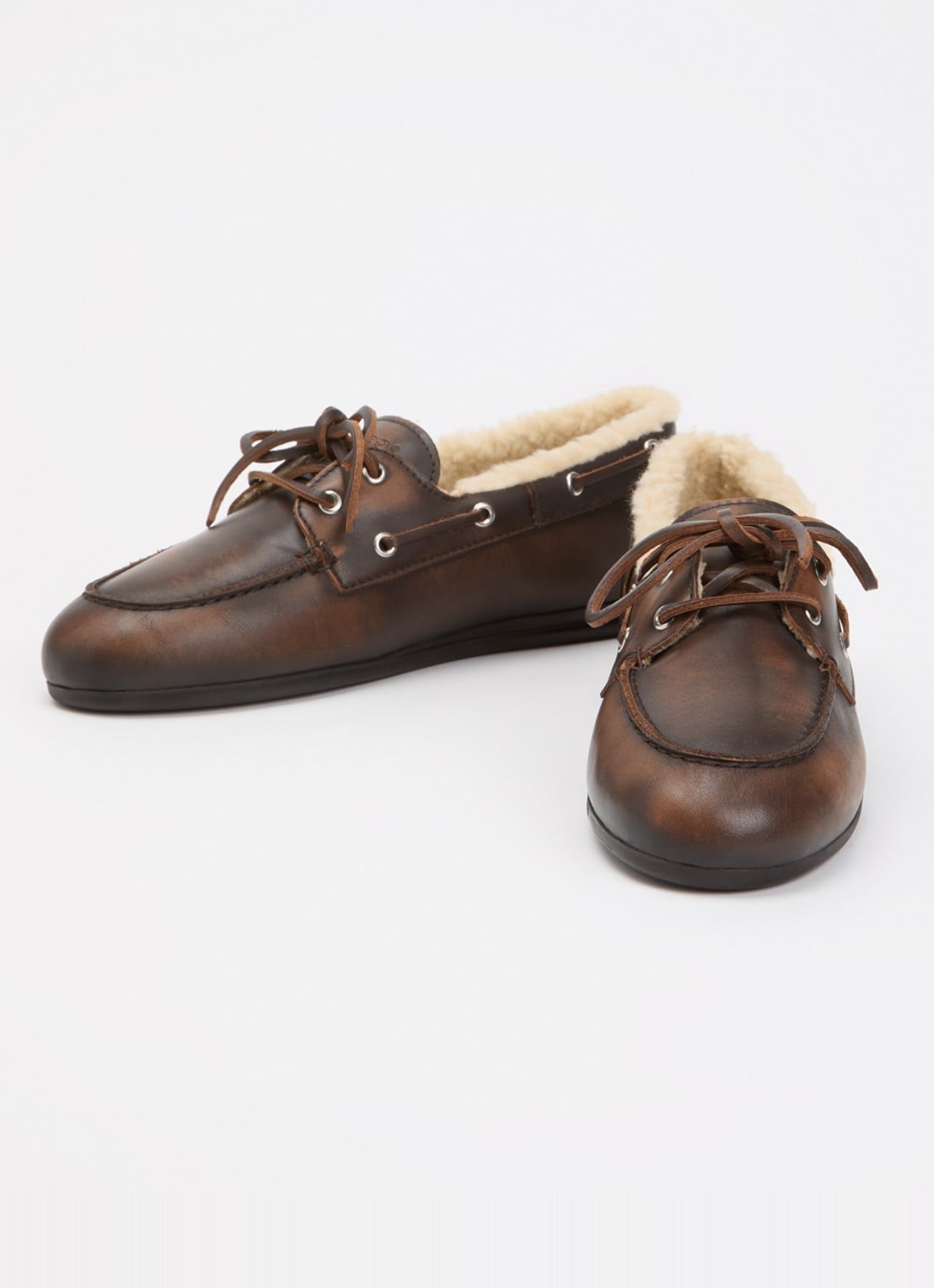Posa Mocassin van leer met details van imitatiebont - detail donkerbruin