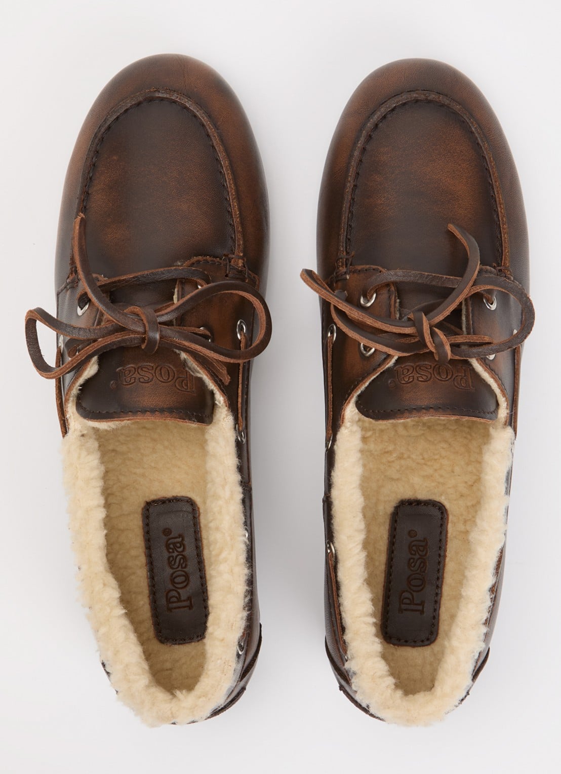 Posa Mocassin van leer met details van imitatiebont - detail 2 donkerbruin