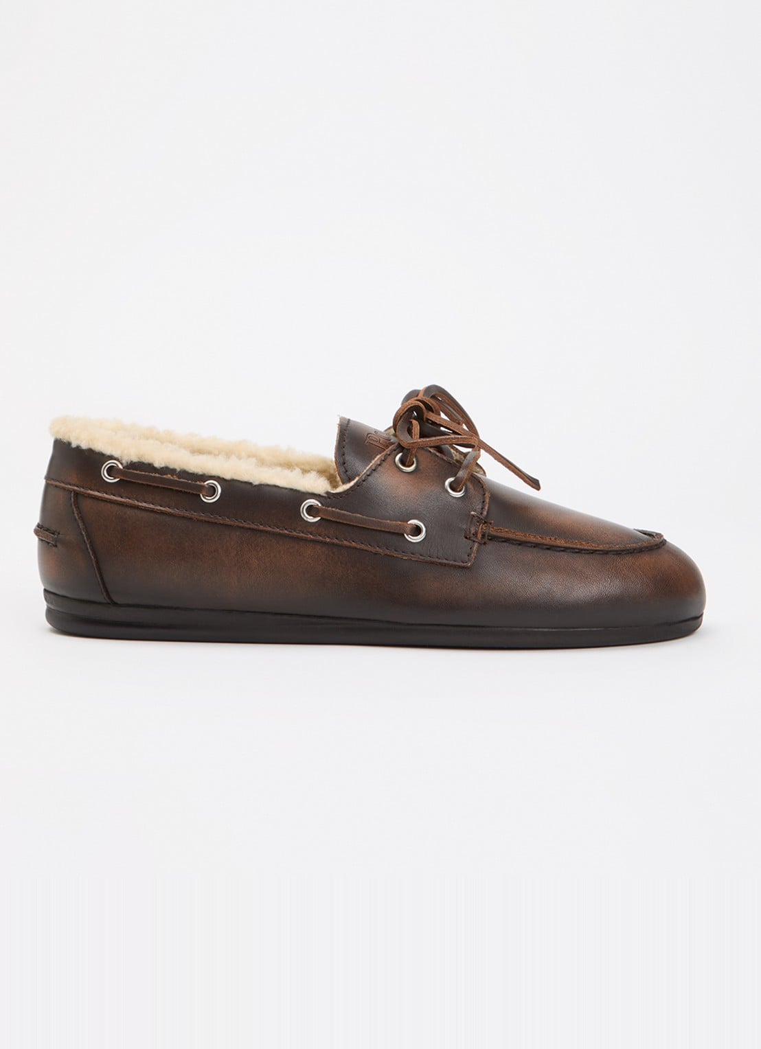 Posa Mocassin van leer met details van imitatiebont - voorkant 4 donkerbruin