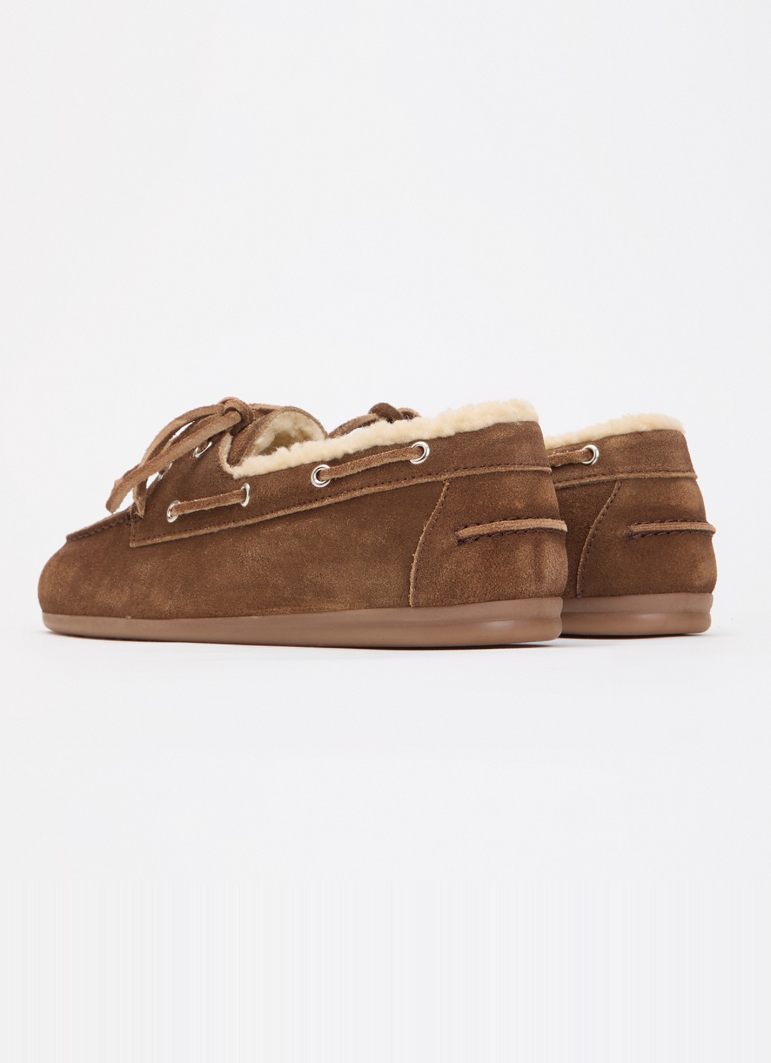 Posa Mocassin van suède met details van imitatiebont - achterkant bruin