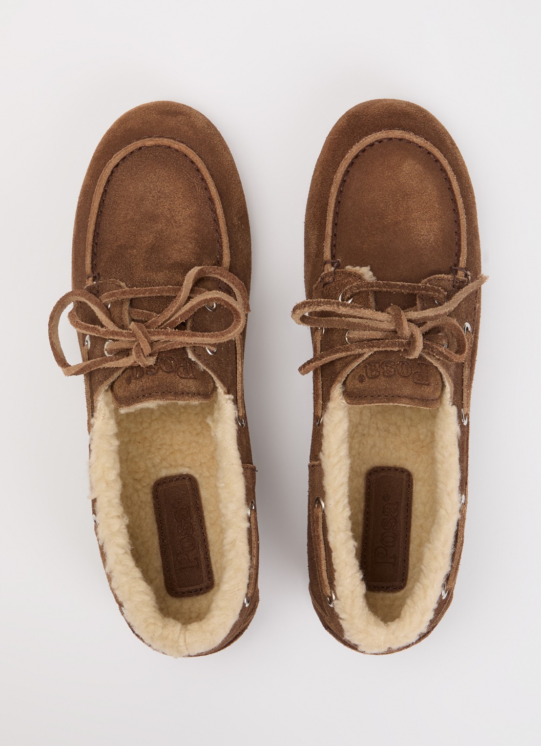 Posa Mocassin van suède met details van imitatiebont - detail 4 bruin