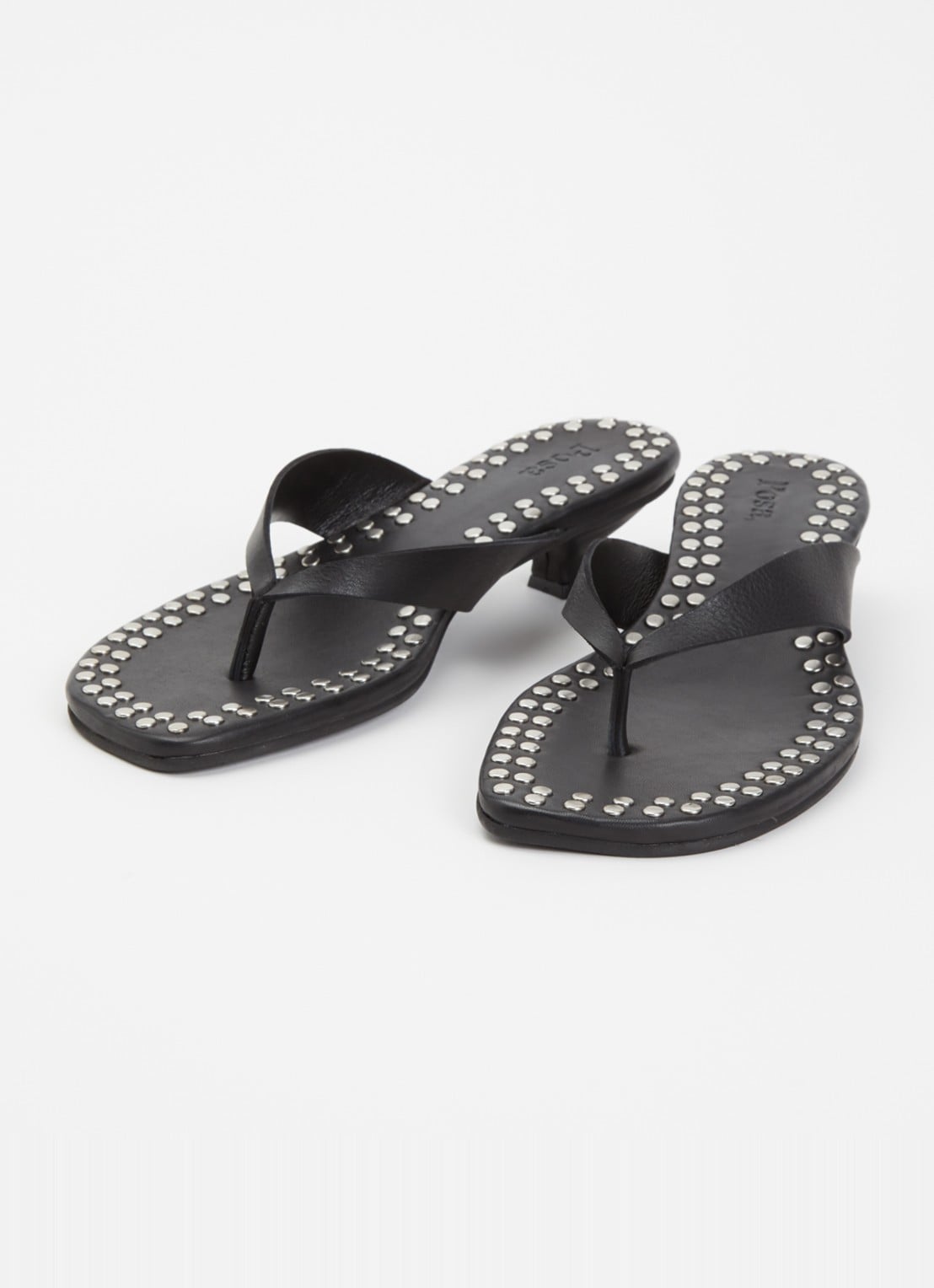 Posa Mosaic sandalette van leer met studs - detail 3 zwart
