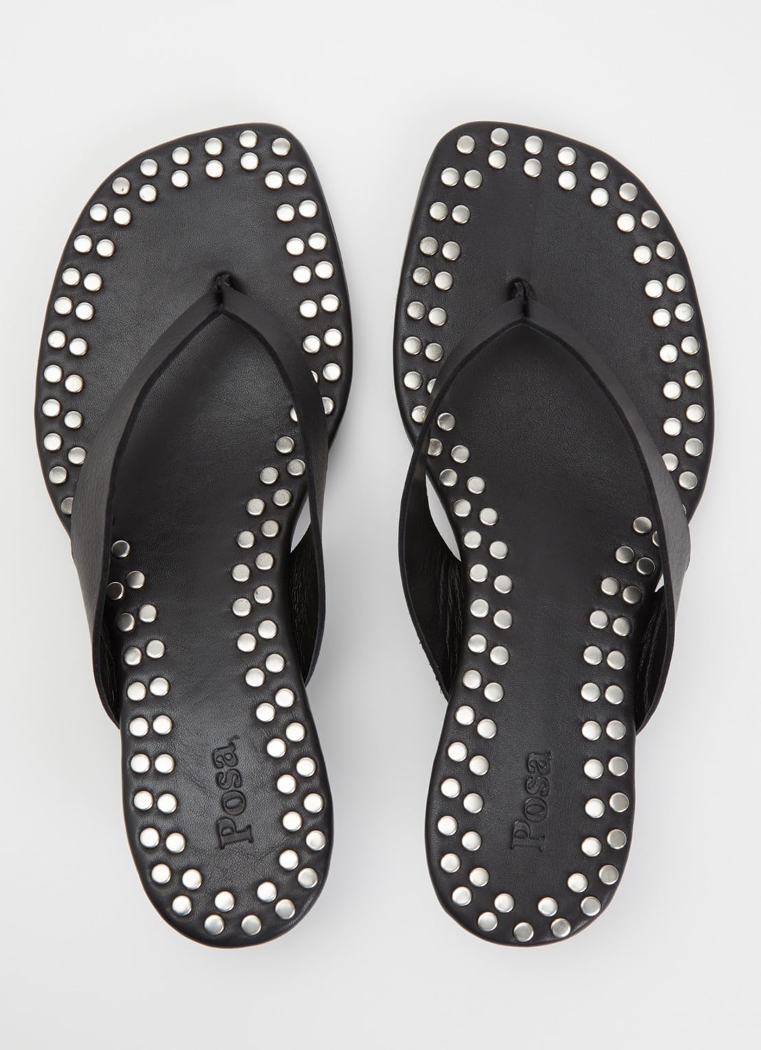 Posa Mosaic sandalette van leer met studs - detail 4 zwart