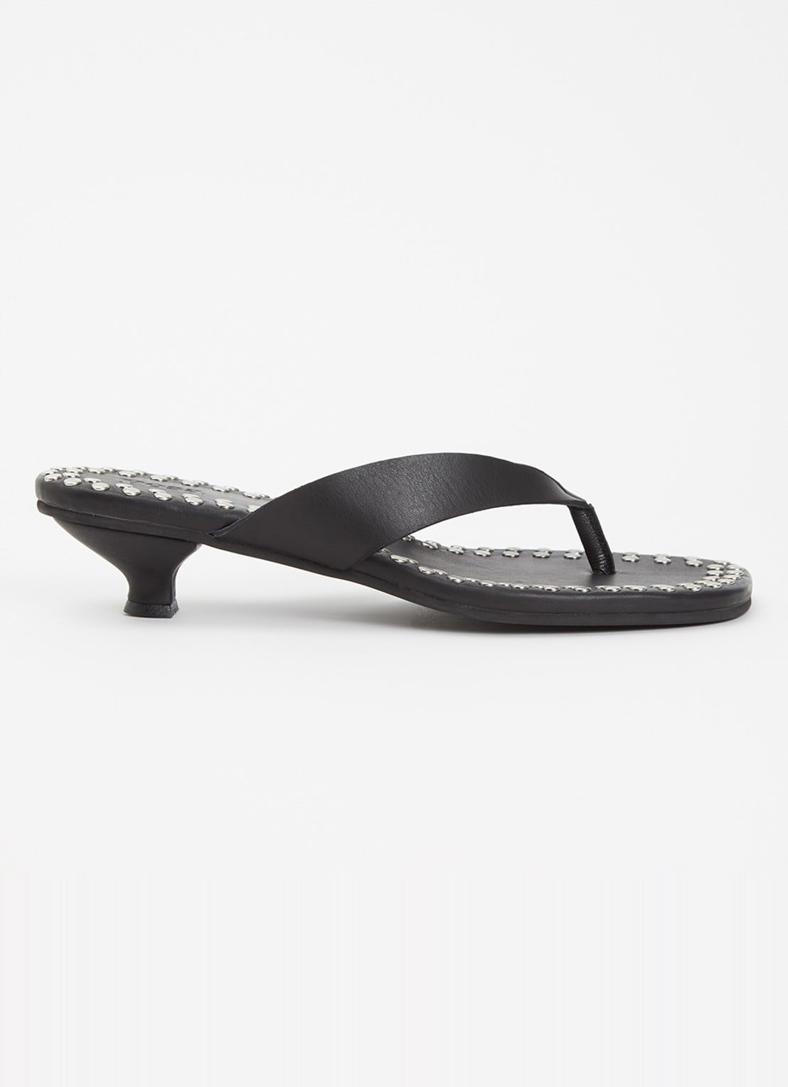 Posa Mosaic sandalette van leer met studs - voorkant zwart