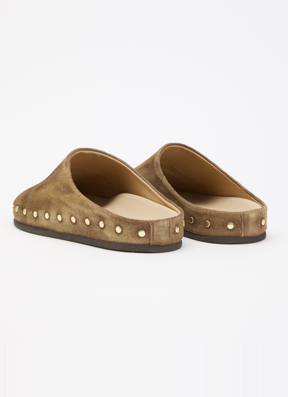 Posa Muiltje van suède met studs - achterkant 2 taupe
