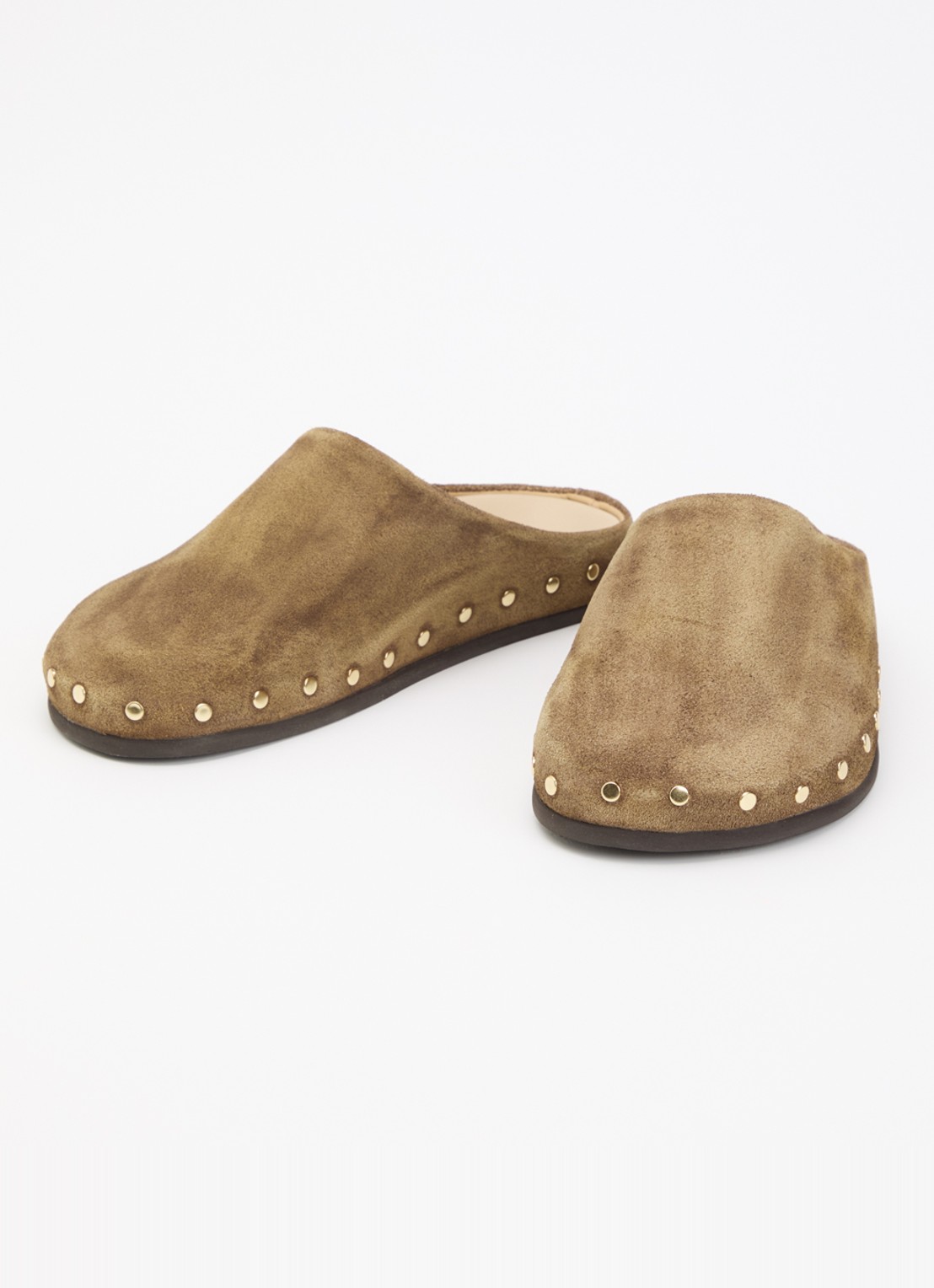 Posa Muiltje van suède met studs - detail 3 taupe