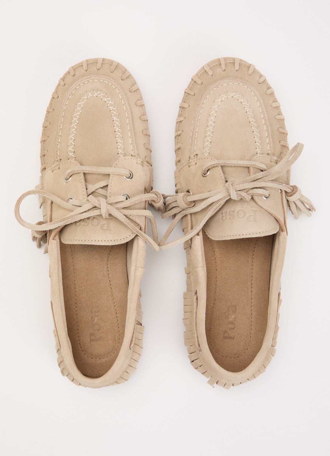 Posa Native bootschoen van suède met franjes - detail 4 beige