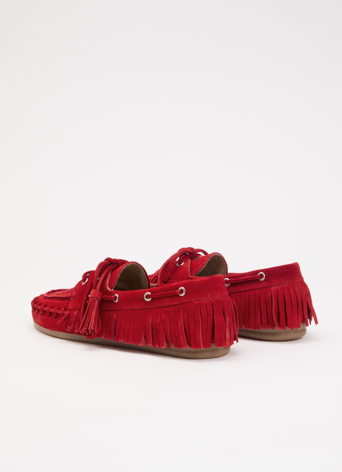 Posa Native bootschoen van suède met franjes - achterkant 5 rood