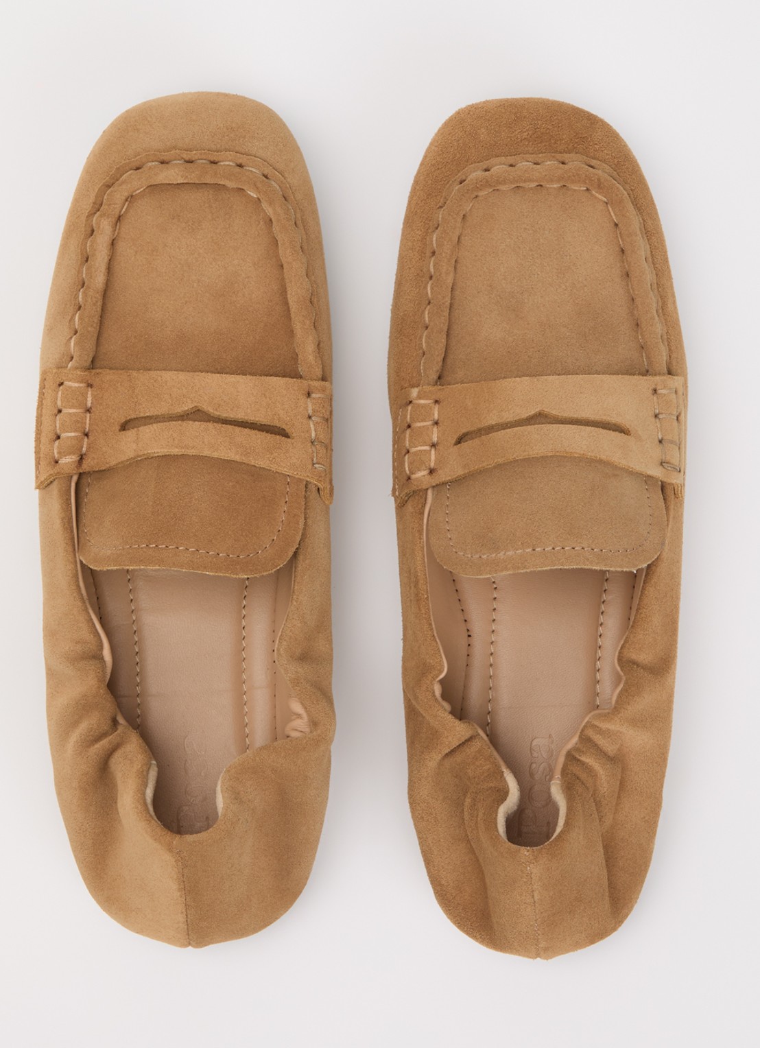 Posa Penny loafer van suède - detail 4 camel