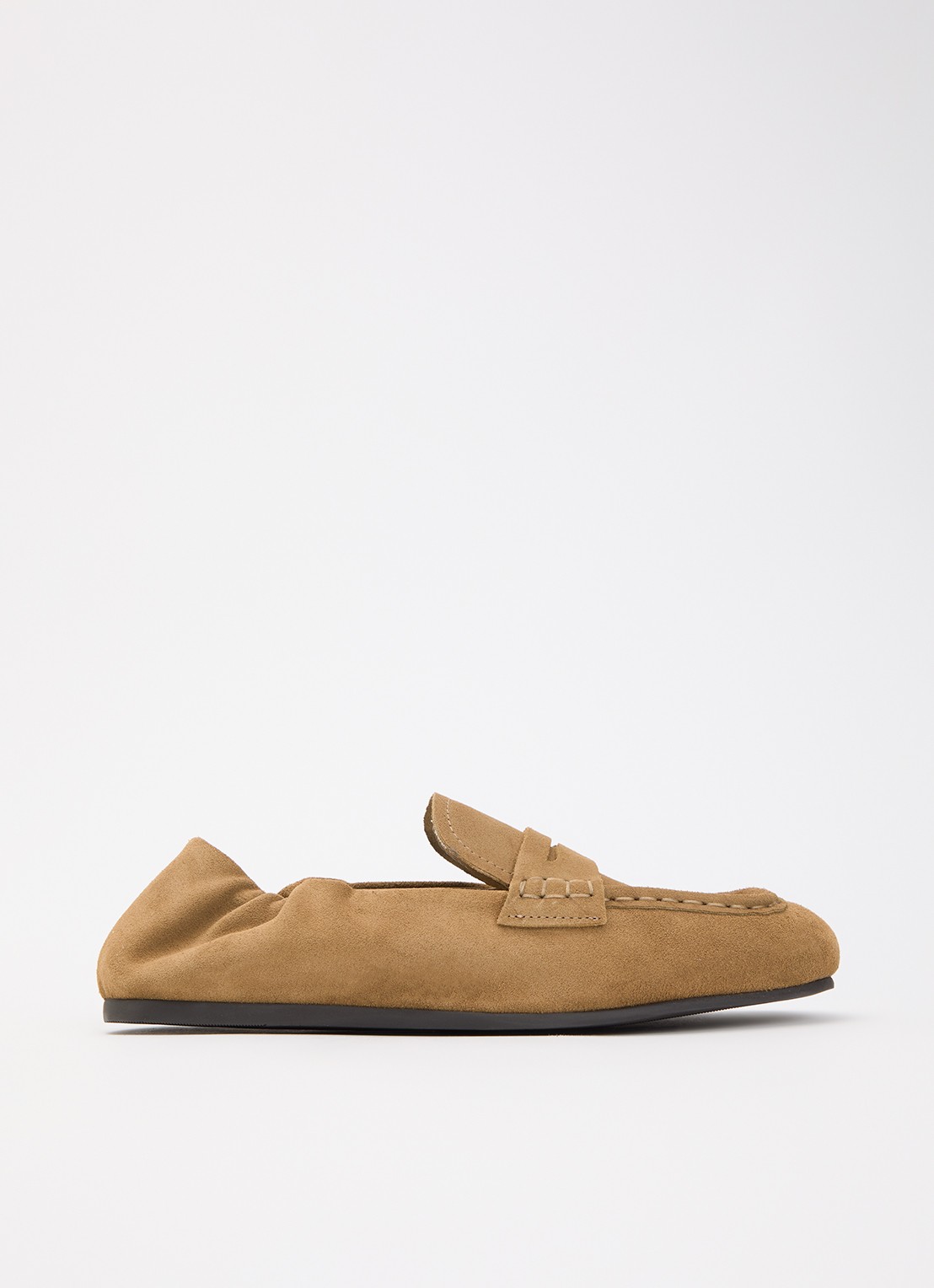 Posa Penny loafer van suède - voorkant 2 camel