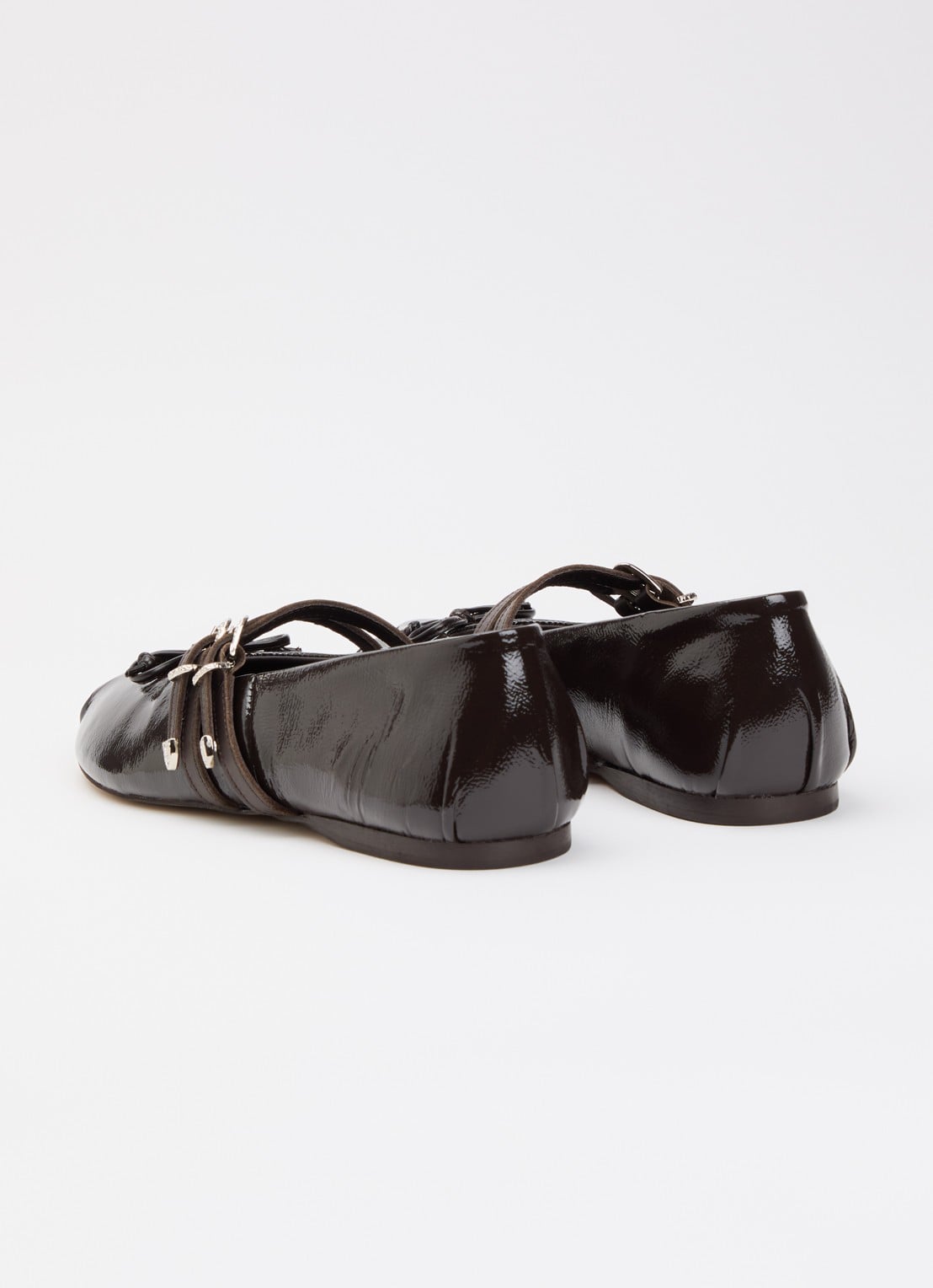 Posa Vita ballerina van leer met strikdetail  - achterkant donkerbruin
