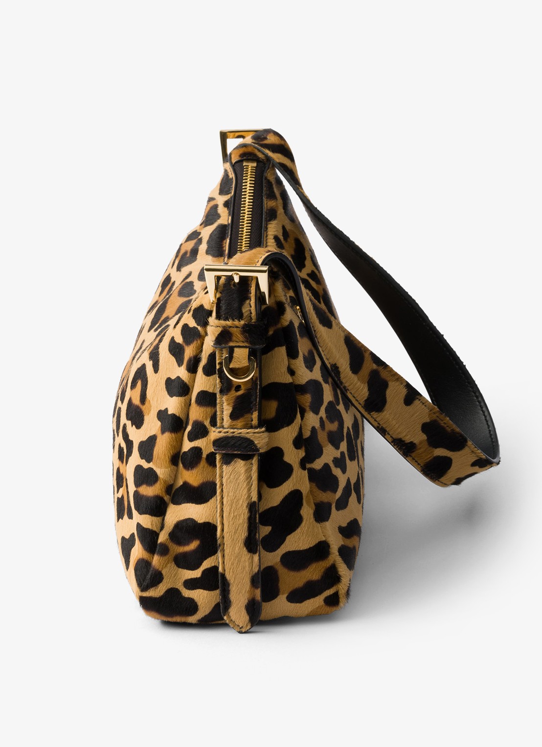 Prada Aimée Medium schoudertas van leer met panterprint - detail 2 camel