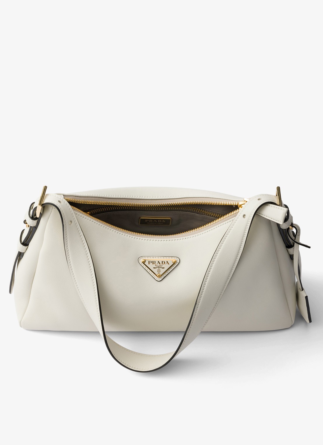 Prada Aimée Medium schoudertas van leer - detail 4 gebroken wit