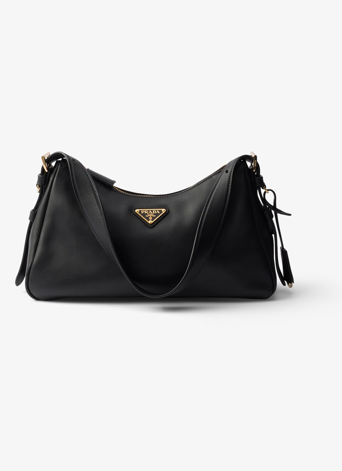 Prada Aimée Medium schoudertas van leer - voorkant 5 zwart