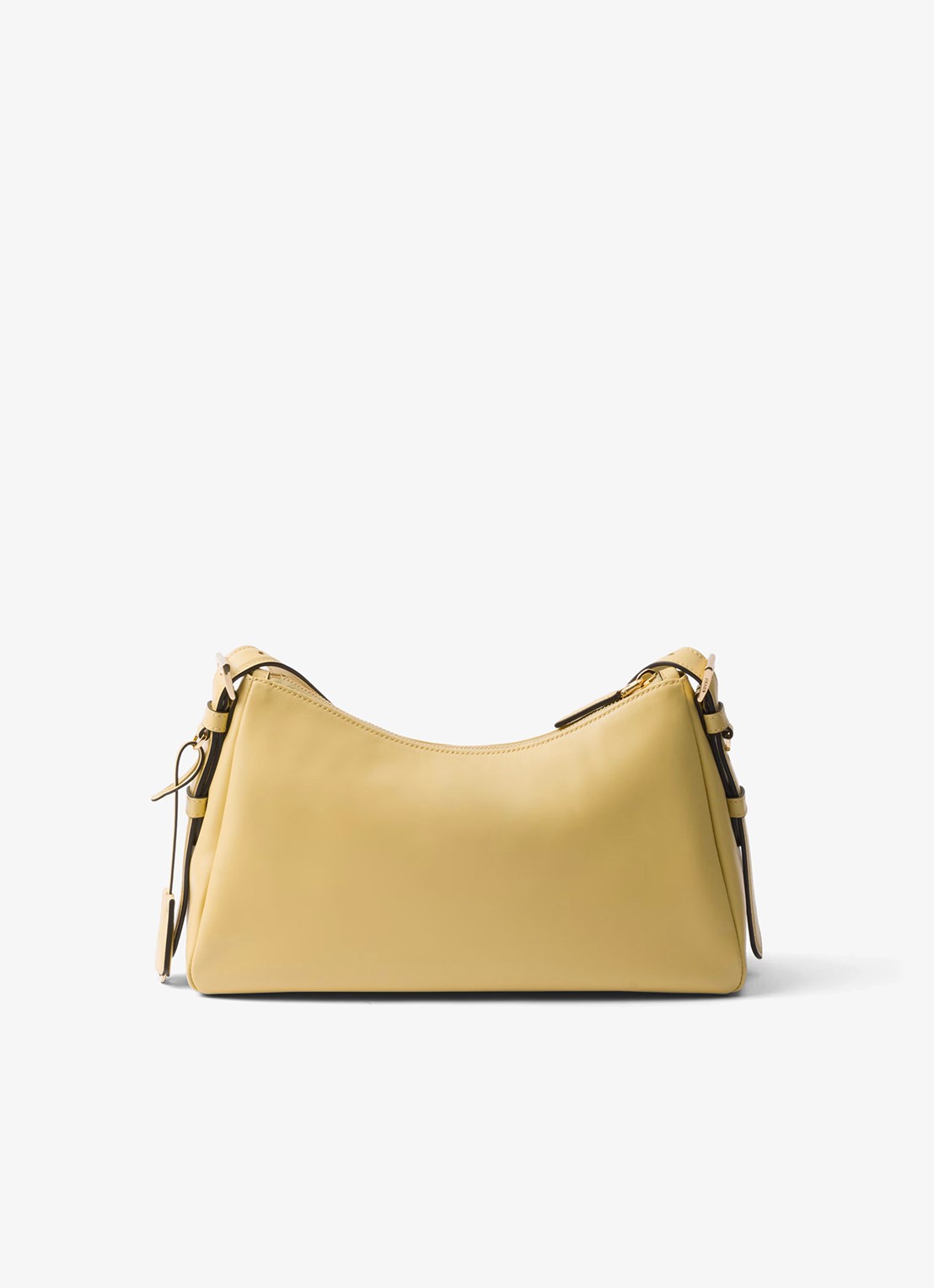 Prada Aimée Medium schoudertas van leer - achterkant lichtgeel