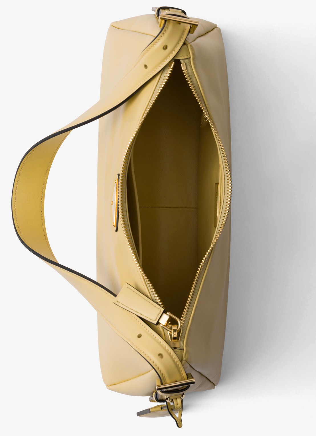 Prada Aimée Medium schoudertas van leer - detail 4 lichtgeel