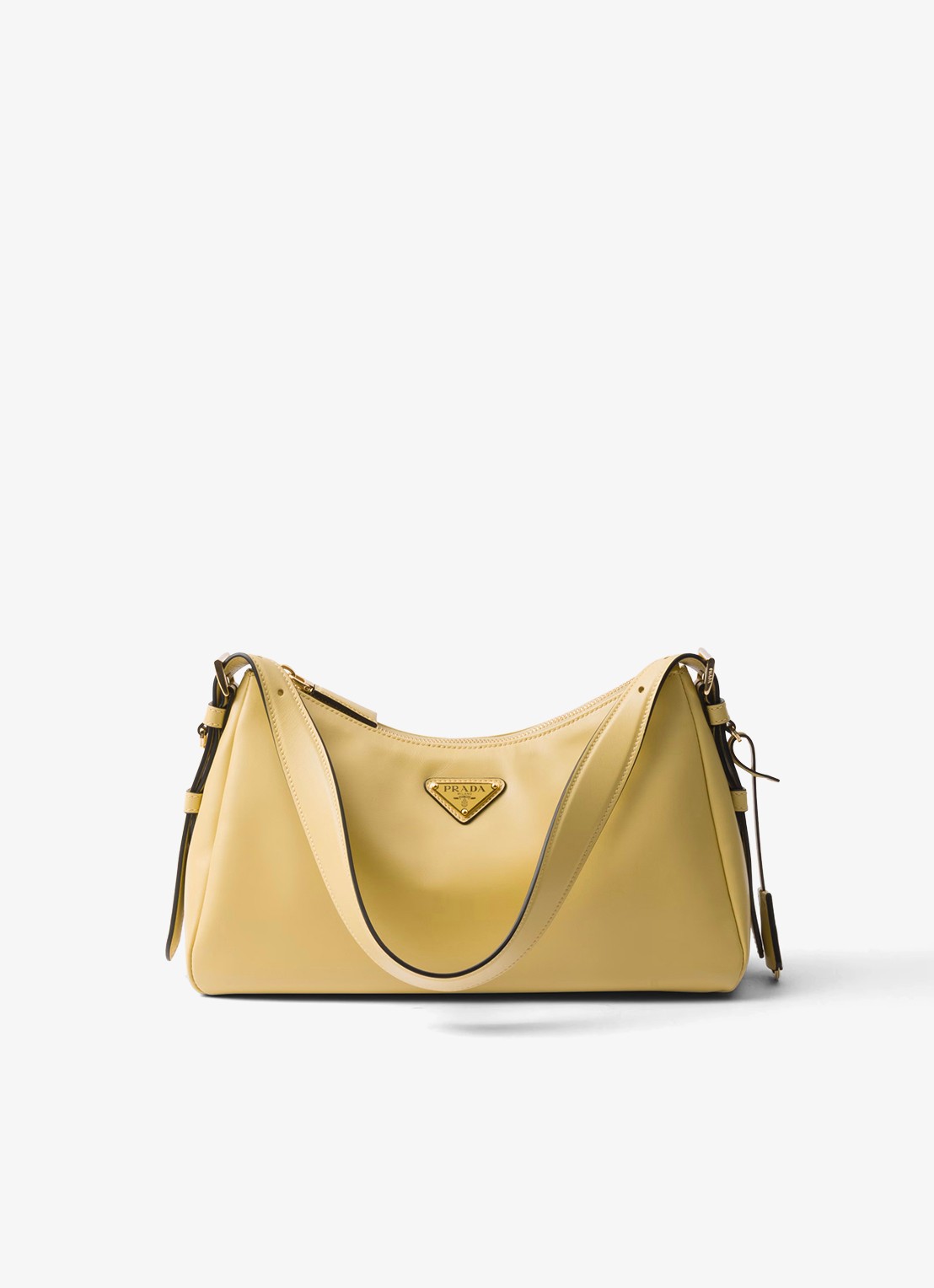 Prada Aimée Medium schoudertas van leer - voorkant 2 lichtgeel