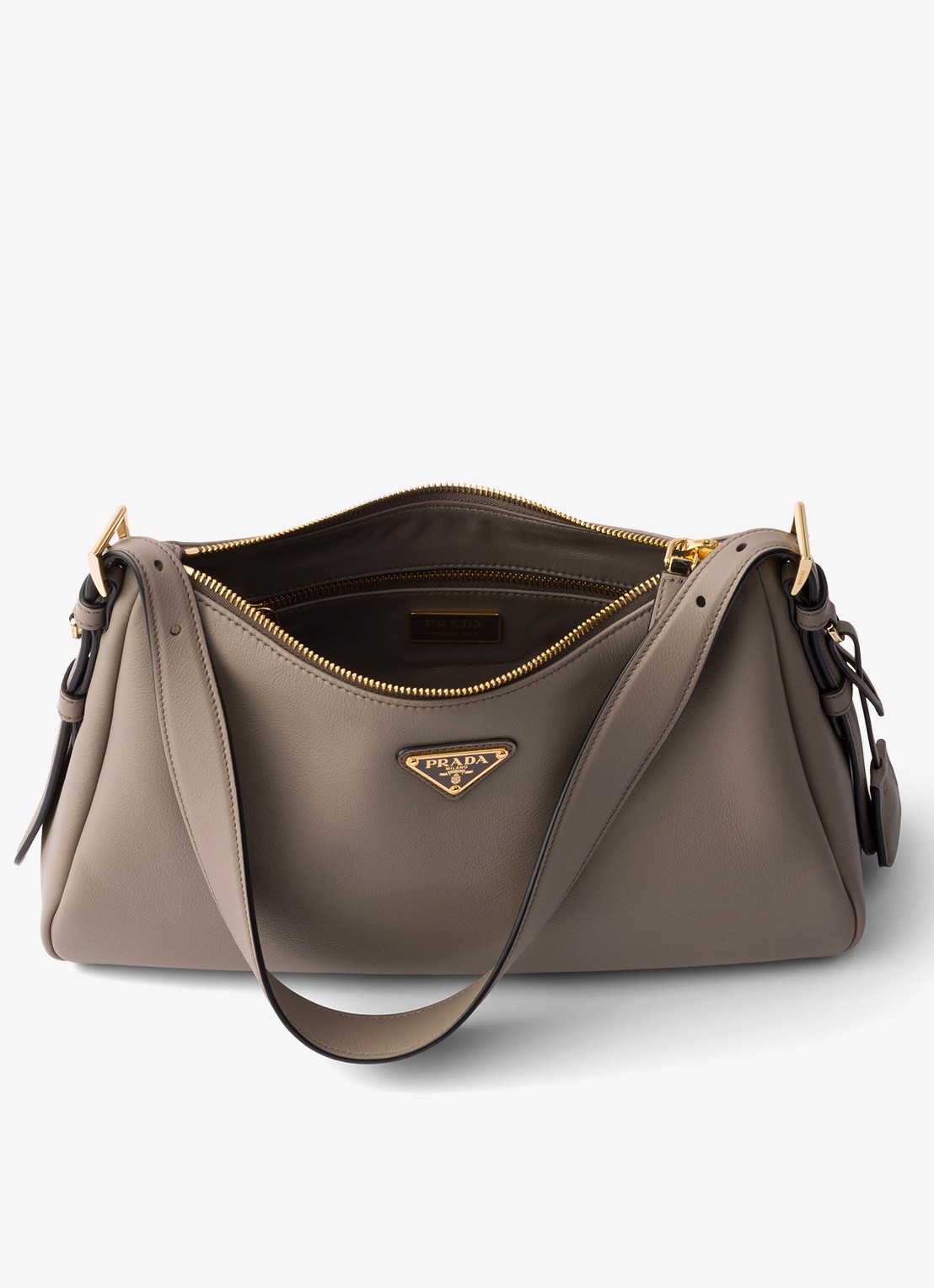 Prada Aimée Medium schoudertas van leer - detail 2 taupe