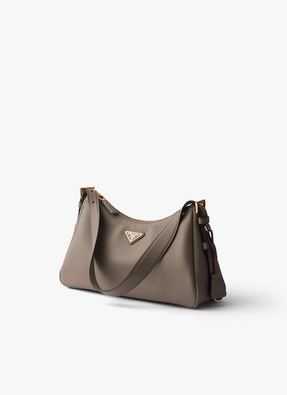 Prada Aimée Medium schoudertas van leer - voorkant 6 taupe